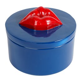 Papuošalų dėžutė Lips, mėlyna/raudona sp., H10cm, D13cm