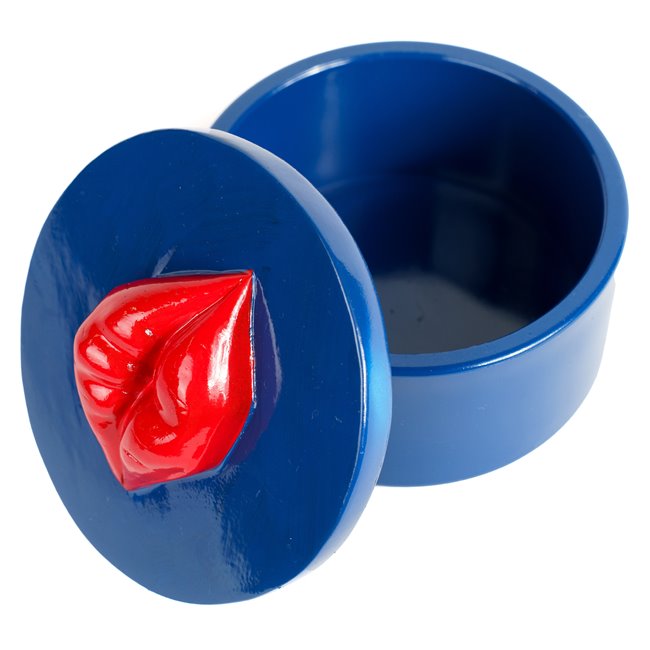 Jewelry box Lips, blue/red, H10cm, D13cm