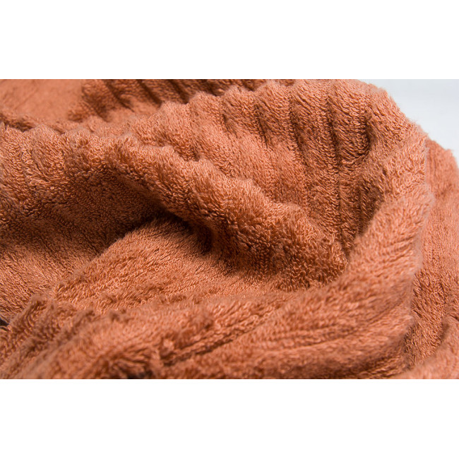 Bamboo towel Stripe, 70x140cm, terracotta colour, 550g/m2
