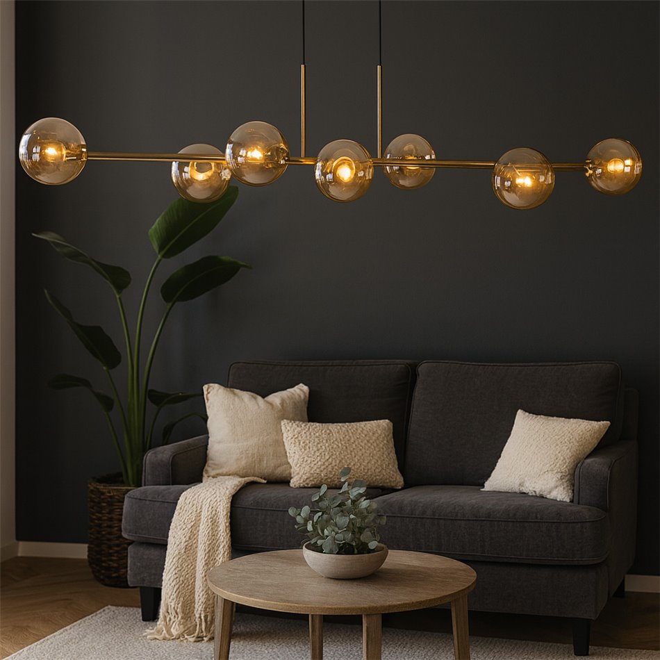 Подвесной светильник Rade amber, H33-145x140x35, G9x8  LED 5W(MAX)