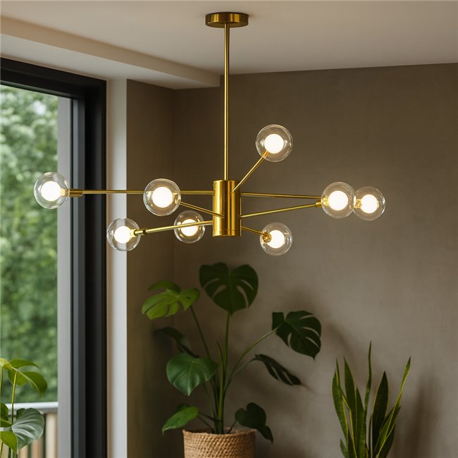 Pendant lamp Caprese, gold color, H66cm D84cm, G9 8x5W(MAX)