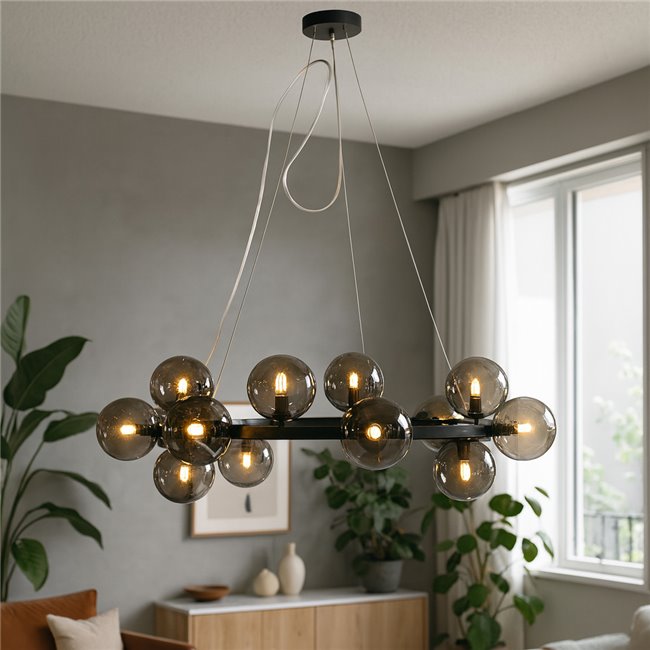 Pendant lamp Radom, smoky, H45-130 D80cm, G9x16 35W(MAX)