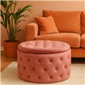 Pouf with storage Lailly Roundi, mauve, velvet, D60cm H42cm