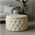 Pouf with storage Lailly Round, perl color, velvet, D60cm H42cm