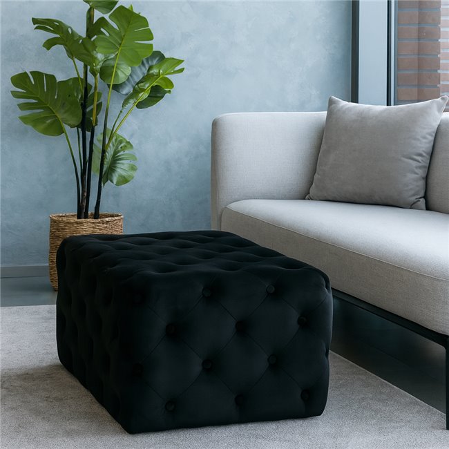 Rectangle stool Lailly, black, velvet, H42x84x42cm