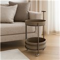 Coffee table Wildo, leather/metal, D45cm H64cm