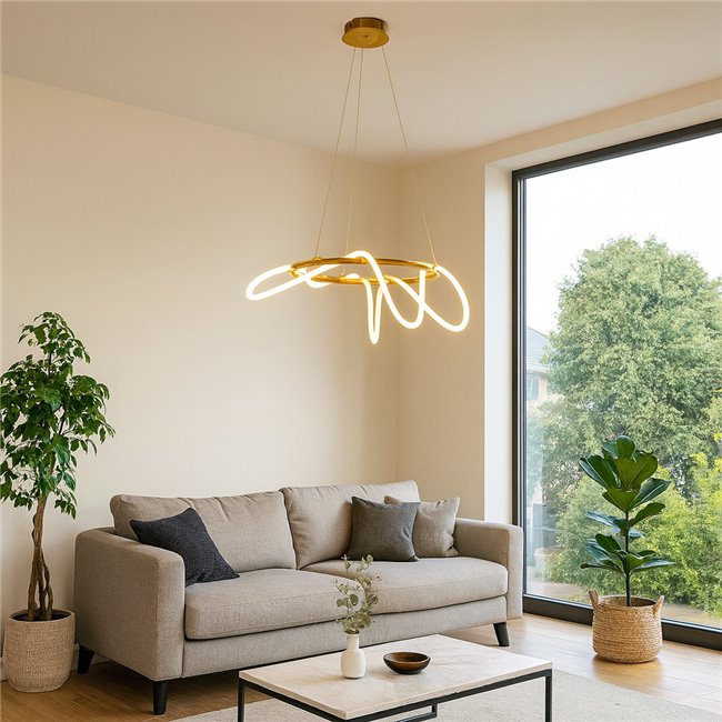 Pendant lamp Modena10, brass color, H25-145cm, D60, LED 30W, 3000K, 1650lm
