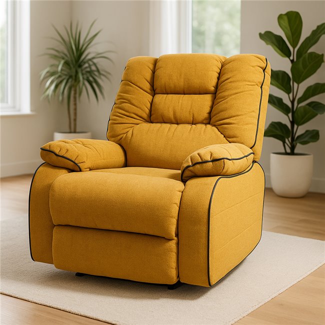 Electric recliner/rocking chair Hohenberg, apricot color, rotatable 210 degrees, H84-106x96x105-170cm