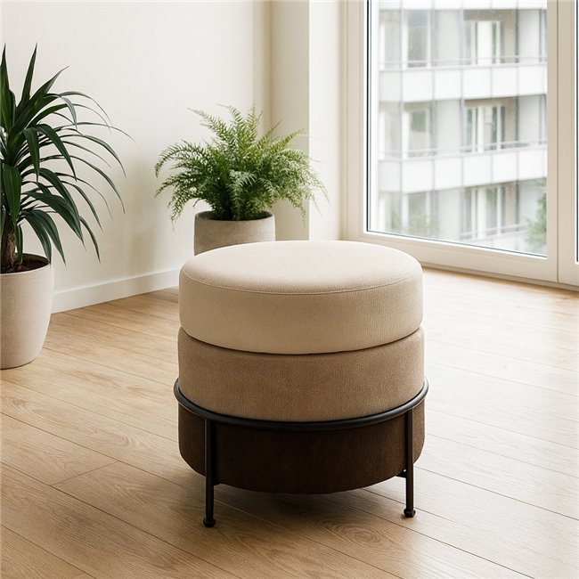 Pouf Mariola B MD, brown/beige, H45xD48cm