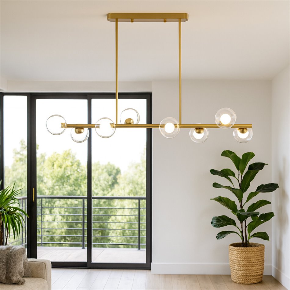 Pendant lamp Caperi, golden color, H60x100x25cm, G9 8x5W(MAX)
