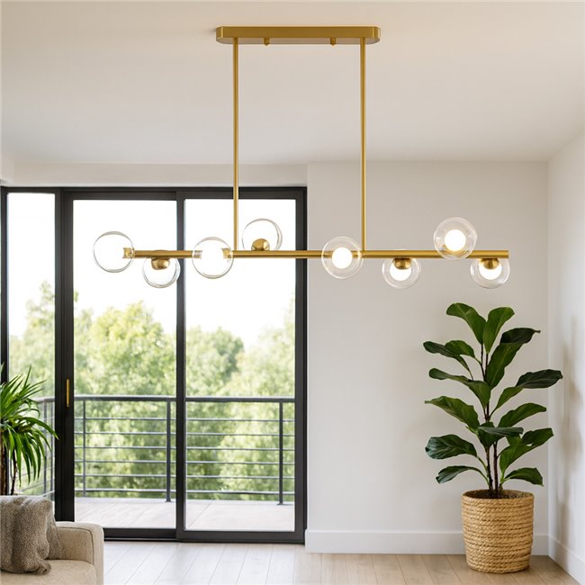 Pendant lamp Caperi, golden color, H60x100x25cm, G9 8x5W(MAX)