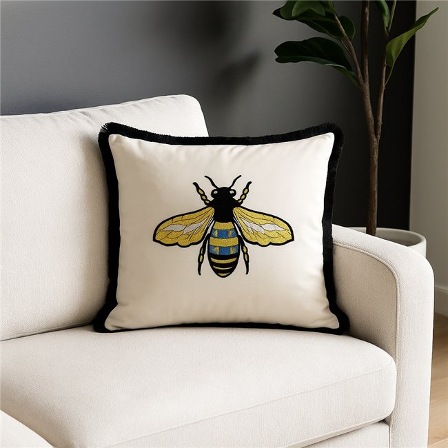 Decorative cushion Bee, white, 45x45cm