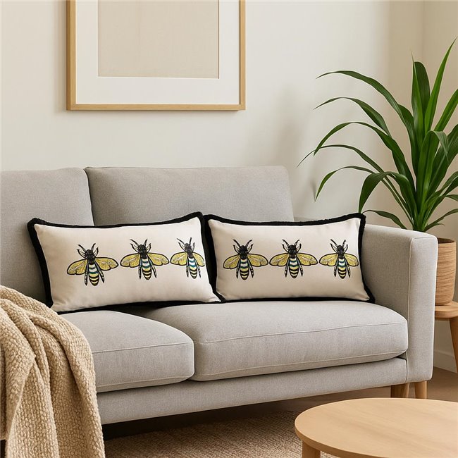 Decorative cushion Bees White, 50x30cm