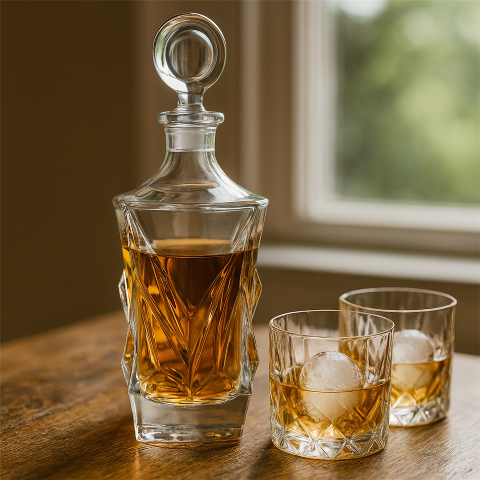 Crystal decanter with lid Princess, 800 ml, H32.4x12.2x12.2cm