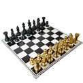 Chess set w glass board, H15x60.4x60.4cm