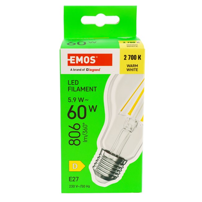 LED Bulb warm white, E27 5.9W, 806lm, 2700K, H10.8x6x6cm