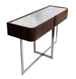 Konsolė Rondola CT, sukepintas akmuo/MDF/uosio fanera/metalas, H75x120x40cm