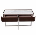 Console table Rondola CT, sintered stone/MDF/ash veneer/metal, H75x120x40cm