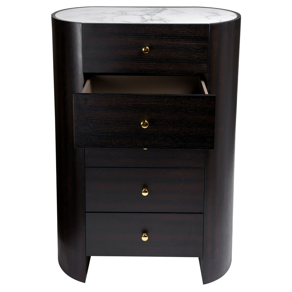 Chest of drawers Romanna TB, 12mm sintered stone/MDF/oak veneer, H127x90x45cm