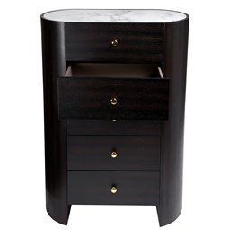 Komoda Romanna TB, 12mm sukepintas akmuo/MDF/ąžuolo fanera, H127x90x45cm