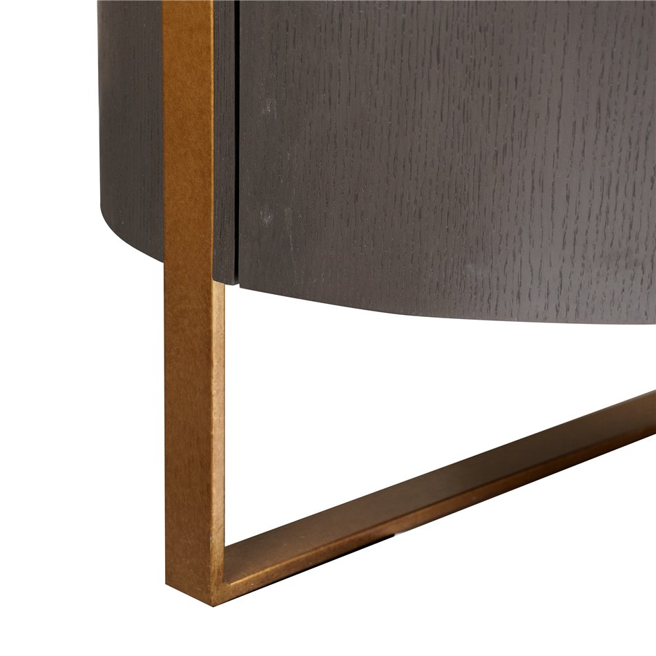 Sideboard Ramma SB, oak veneer/MDF/metal, gray/gold color, H80x180x48cm