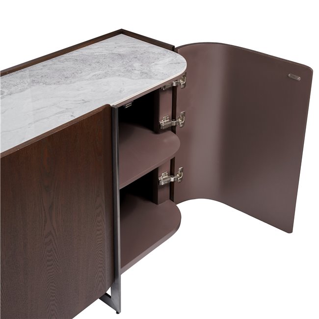 Komoda Rond SB, sukepintas akmuo/MDF/uosio fanera/metalas, H78x180x42cm