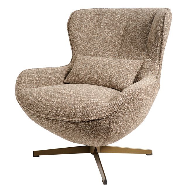 Кресло для отдыха Saronna 5 и табуретка, вращающийся на 360, серо-коричневый/бронзовый цвет, H90x76x87.5cm, высота сиденья 44см