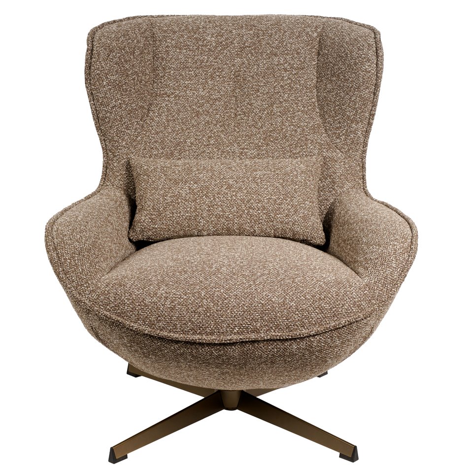 Кресло для отдыха Saronna 5 и табуретка, вращающийся на 360, серо-коричневый/бронзовый цвет, H90x76x87.5cm, высота сиденья 44см