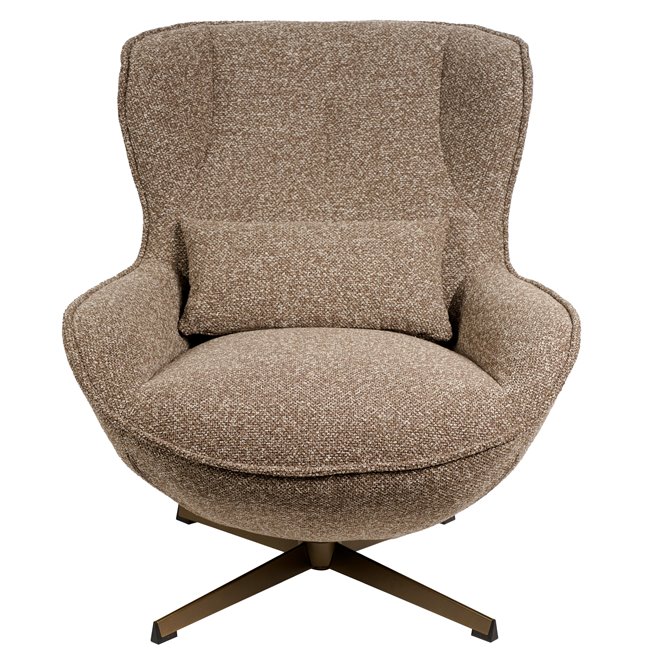 Кресло для отдыха Saronna 5 и табуретка, вращающийся на 360, серо-коричневый/бронзовый цвет, H90x76x87.5cm, высота сиденья 44см