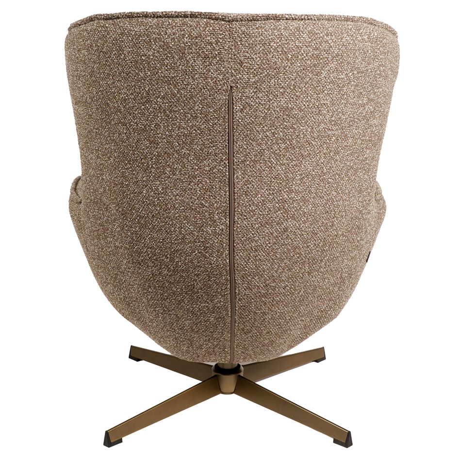 Кресло для отдыха Saronna 5 и табуретка, вращающийся на 360, серо-коричневый/бронзовый цвет, H90x76x87.5cm, высота сиденья 44см