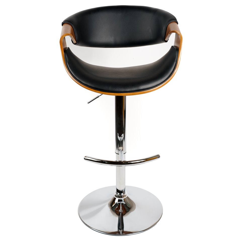 Bar chair Saga, walnut color/black, H87-107x53x52.5cm, seat height 61-81cm