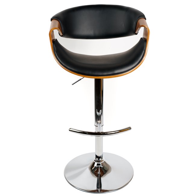 Bar chair Saga, walnut color/black, H87-107x53x52.5cm, seat height 61-81cm