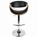 Bar chair Saga, walnut color/black, H87-107x53x52.5cm, seat height 61-81cm