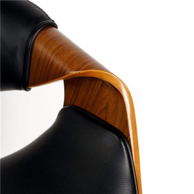 Bar chair Saga, walnut color/black, H87-107x53x52.5cm, seat height 61-81cm