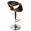 Bar chair Saga, walnut color/black, H87-107x53x52.5cm, seat height 61-81cm