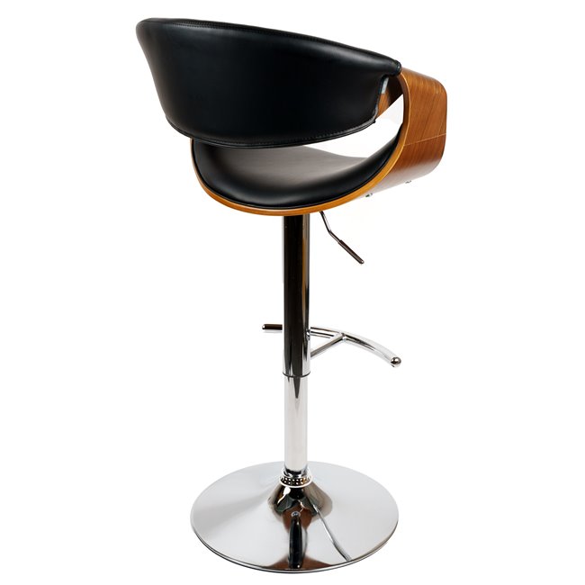 Bar chair Saga, walnut color/black, H87-107x53x52.5cm, seat height 61-81cm