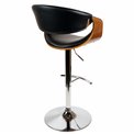 Bar chair Saga, walnut color/black, H87-107x53x52.5cm, seat height 61-81cm