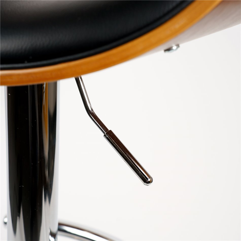 Bar chair Saga, walnut color/black, H87-107x53x52.5cm, seat height 61-81cm