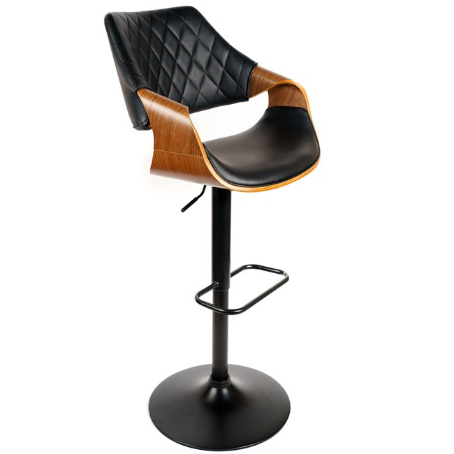 Bar chair Sandhaugt black 031, walnut color/black, H96-118x54x54cm, seat height 62-84cm