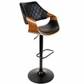 Bar chair Sandhaugt black 031, walnut color/black, H96-118x54x54cm, seat height 62-84cm