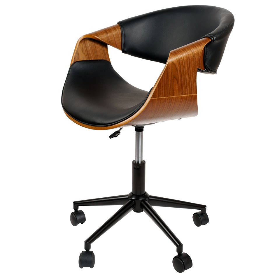 Office chair Saga, walnut/black, H73-83x56x55cm, seat height 44-54cm