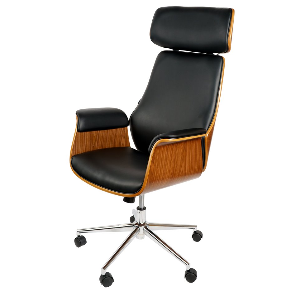 Office chair Saviore, walnut/black, H116.5-122.5x67.5x73.5cm, seat height 46-52cm