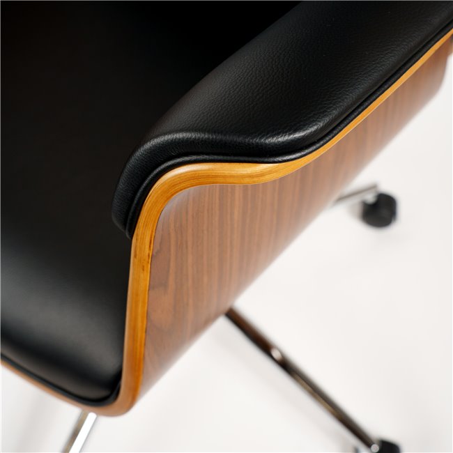 Office chair Saviore, walnut/black, H116.5-122.5x67.5x73.5cm, seat height 46-52cm