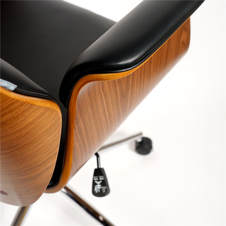 Office chair Saviore, walnut/black, H116.5-122.5x67.5x73.5cm, seat height 46-52cm