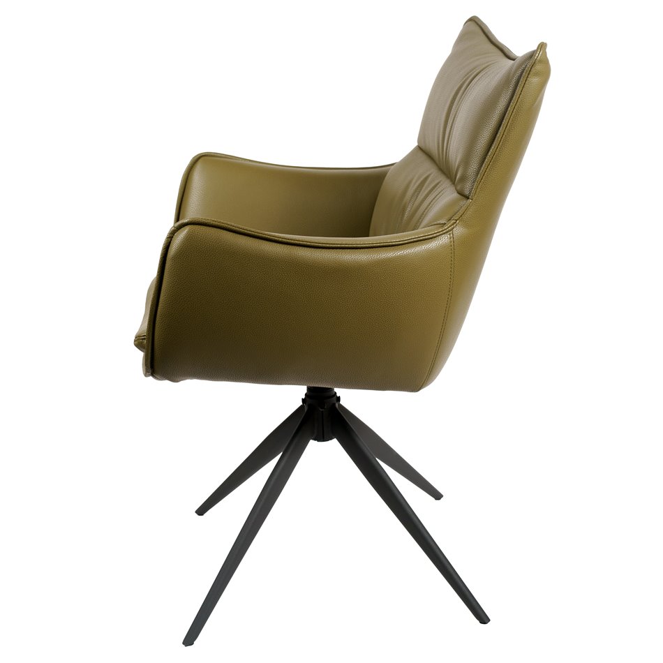 Valgomojo kėdė Saktago 3, alyvuogių sp., pasukamas 360 laipsnių, H93.5x62x62cm, sėdimosios dalies aukštis 48.5cm