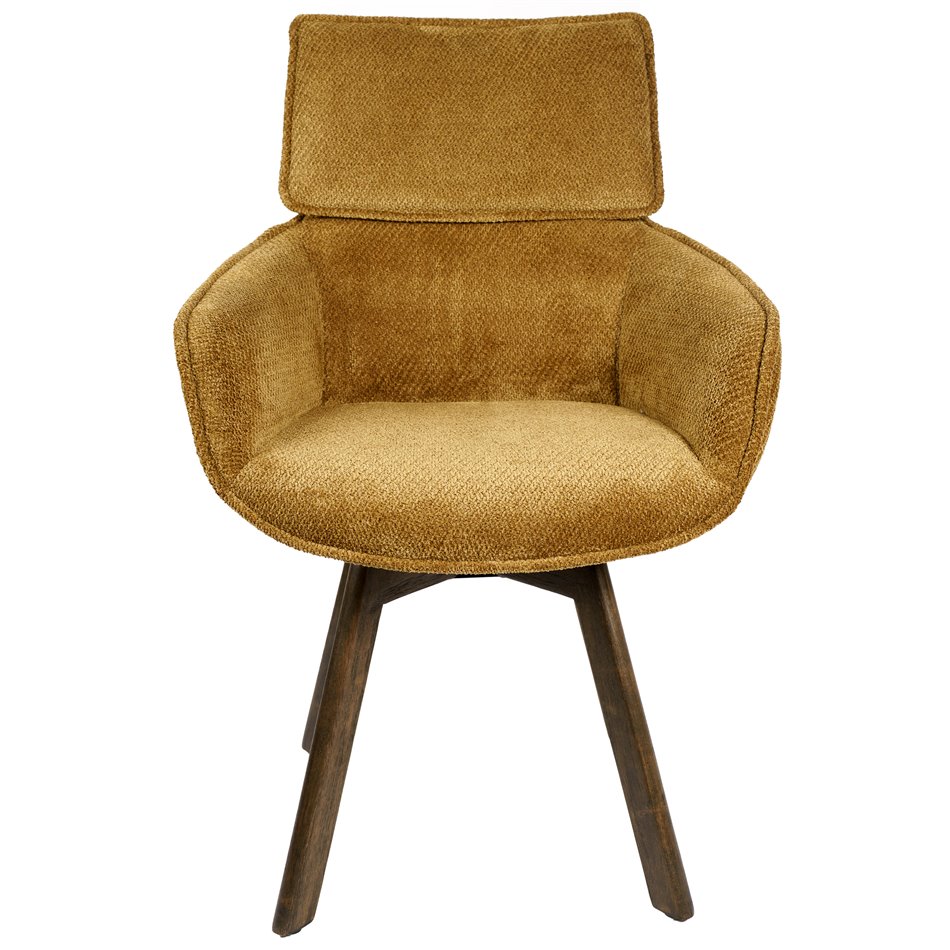 Обеденный стул Sarre 41, коричнево-горчичный цвет, вращающийся на 360 градусов, H91x64.5x59cm, высота сиденья 49.5cm