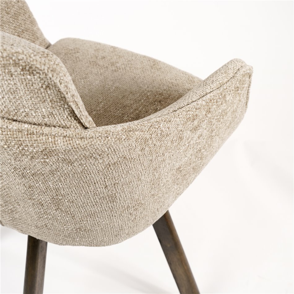 Dining chair Sarroka, brown/taupe, rotatable 360 degrees, H87x57x59.5cm, seat height 50cm