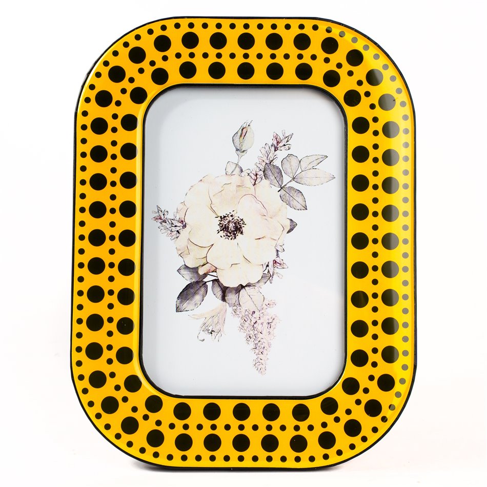 Photo frame Keita, yellow/black, 13x15cm photograph, H20.5x15.5x11cm