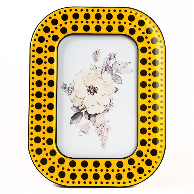 Photo frame Keita, yellow/black, 13x15cm photograph, H20.5x15.5x11cm
