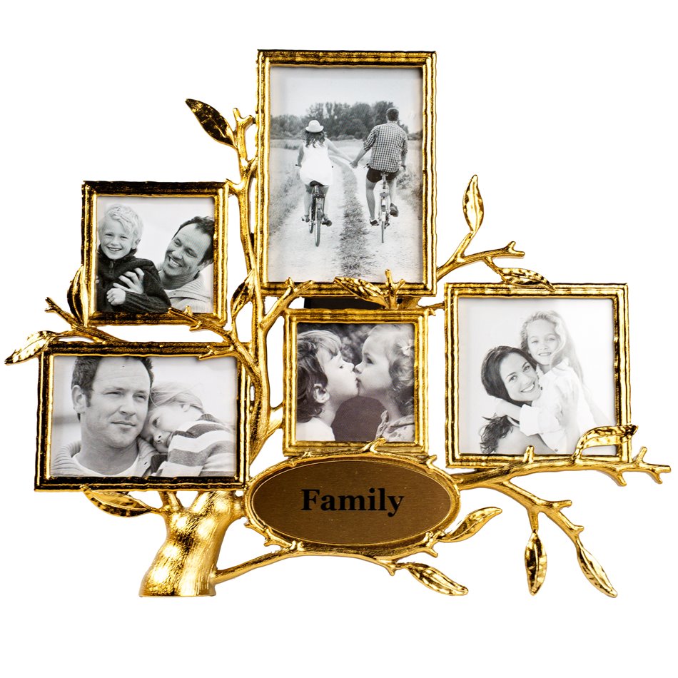 Photo frame Klods x5, gold color, 4.8x4.8/7x4.8/ 6.2x8.8/6.2x6.2cm photograph, H20x24x12cm